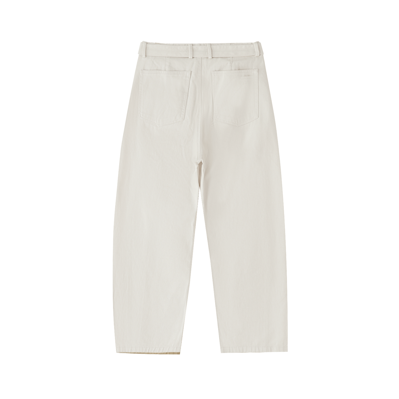 WAKE UP Twisted-Seam Belted Curved-Blade Pants