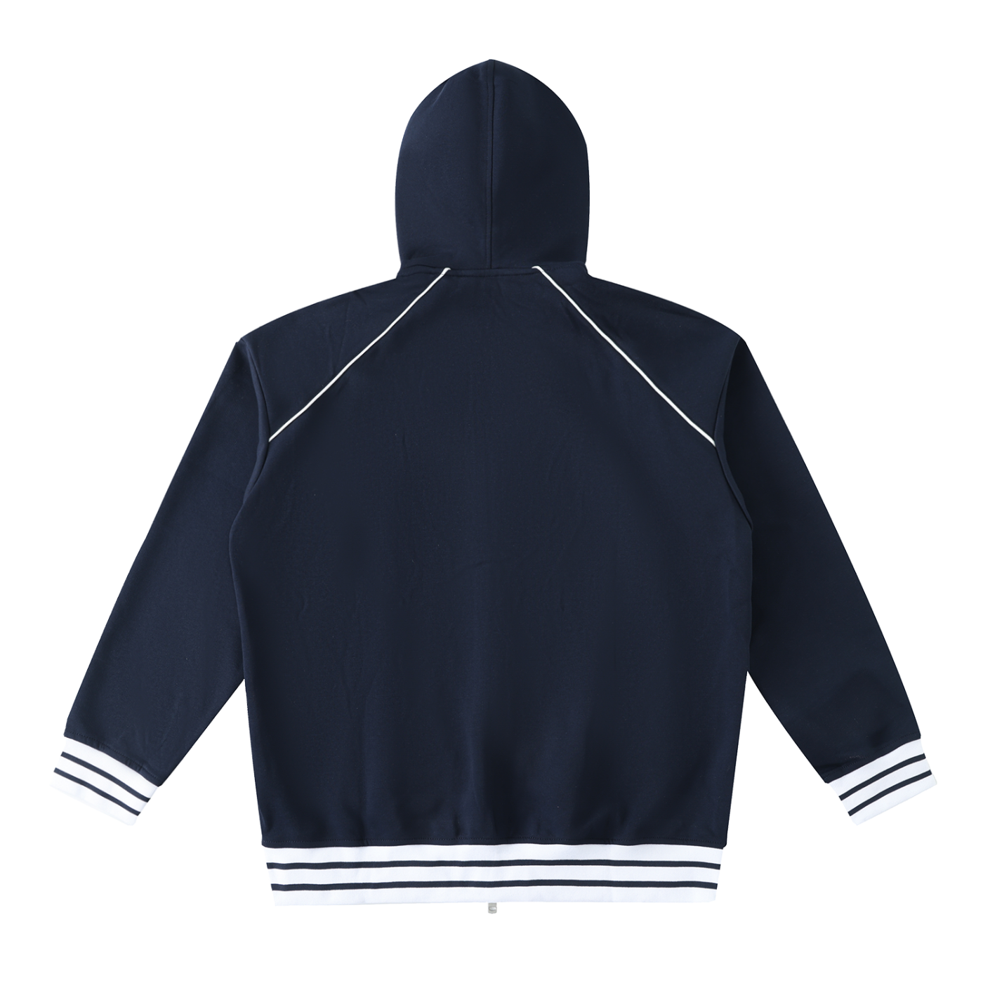 WAKE UP Striped Trim Zip-Up Hoodie