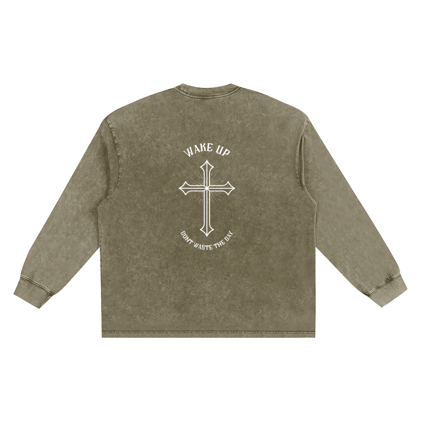 WAKE UP Snow Washed Frayed Long Sleeve