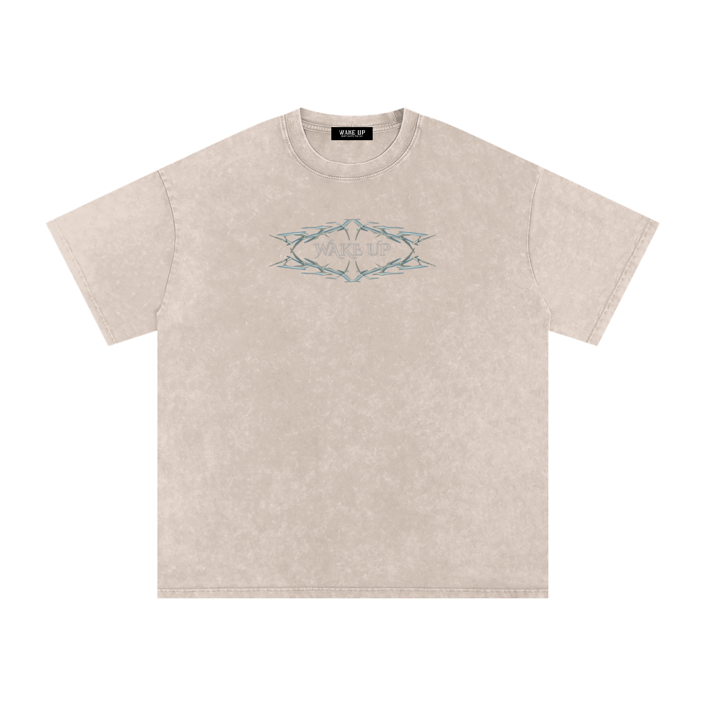 WAKE UP Snow Washed Oversized Cotton T-Shirt