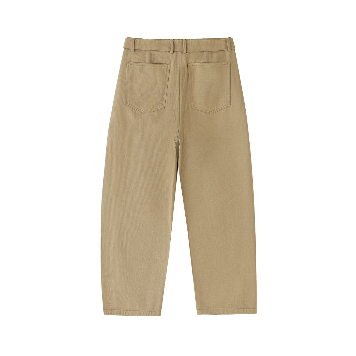 WAKE UP Twisted-Seam Belted Curved-Blade Pants