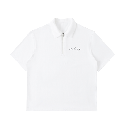 WAKE UP Half-Zip Cotton Polo Shirt