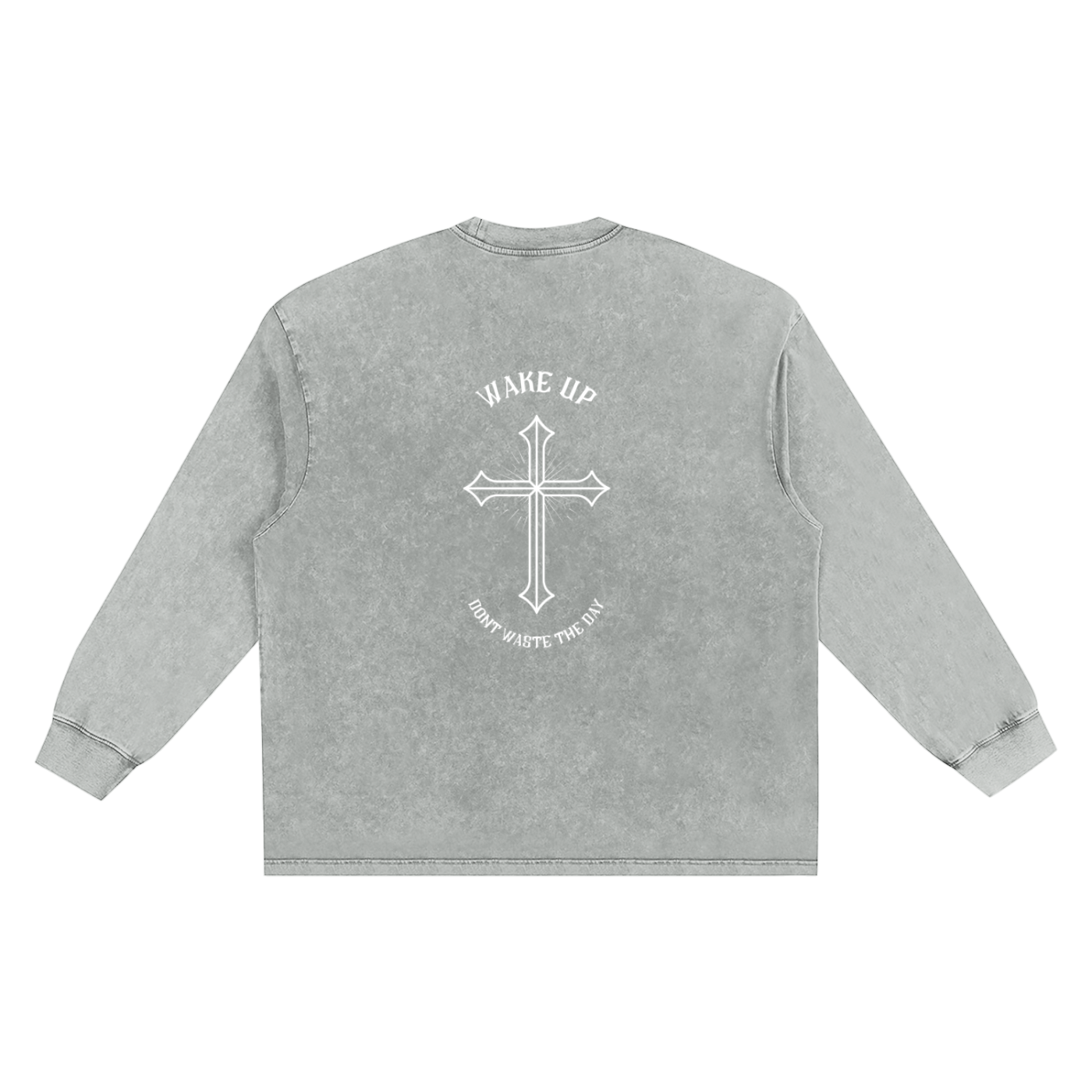 WAKE UP Snow Washed Frayed Long Sleeve