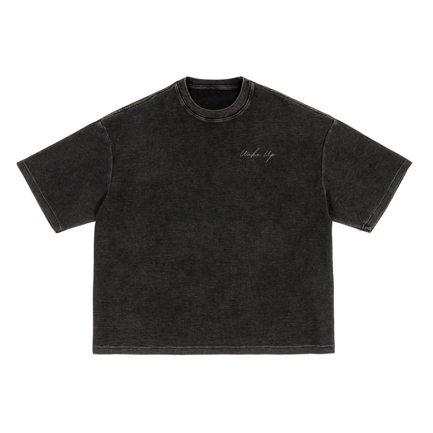 WAKE UP Textured Waffle Washed Boxy T-Shirt
