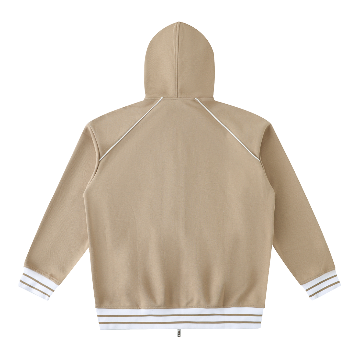 WAKE UP Striped Trim Zip-Up Hoodie