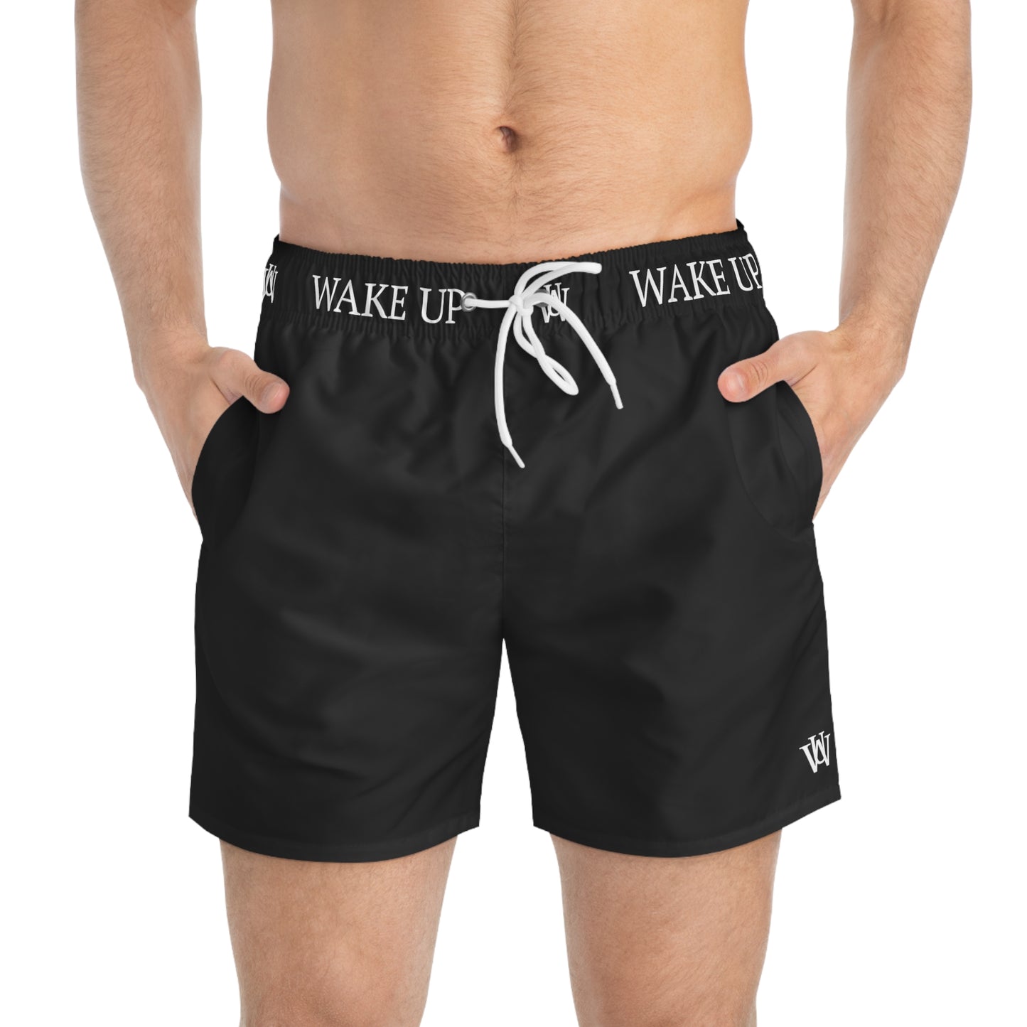 WAKE UP Swim Trunks (BLACK)