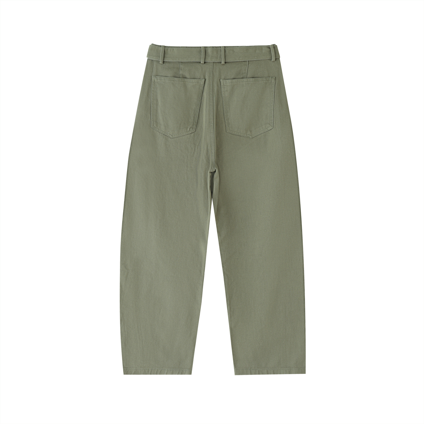 WAKE UP Twisted-Seam Belted Curved-Blade Pants