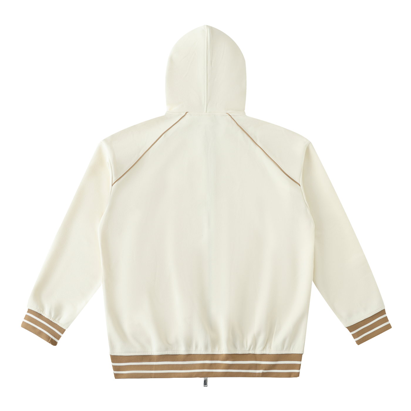 WAKE UP Striped Trim Zip-Up Hoodie