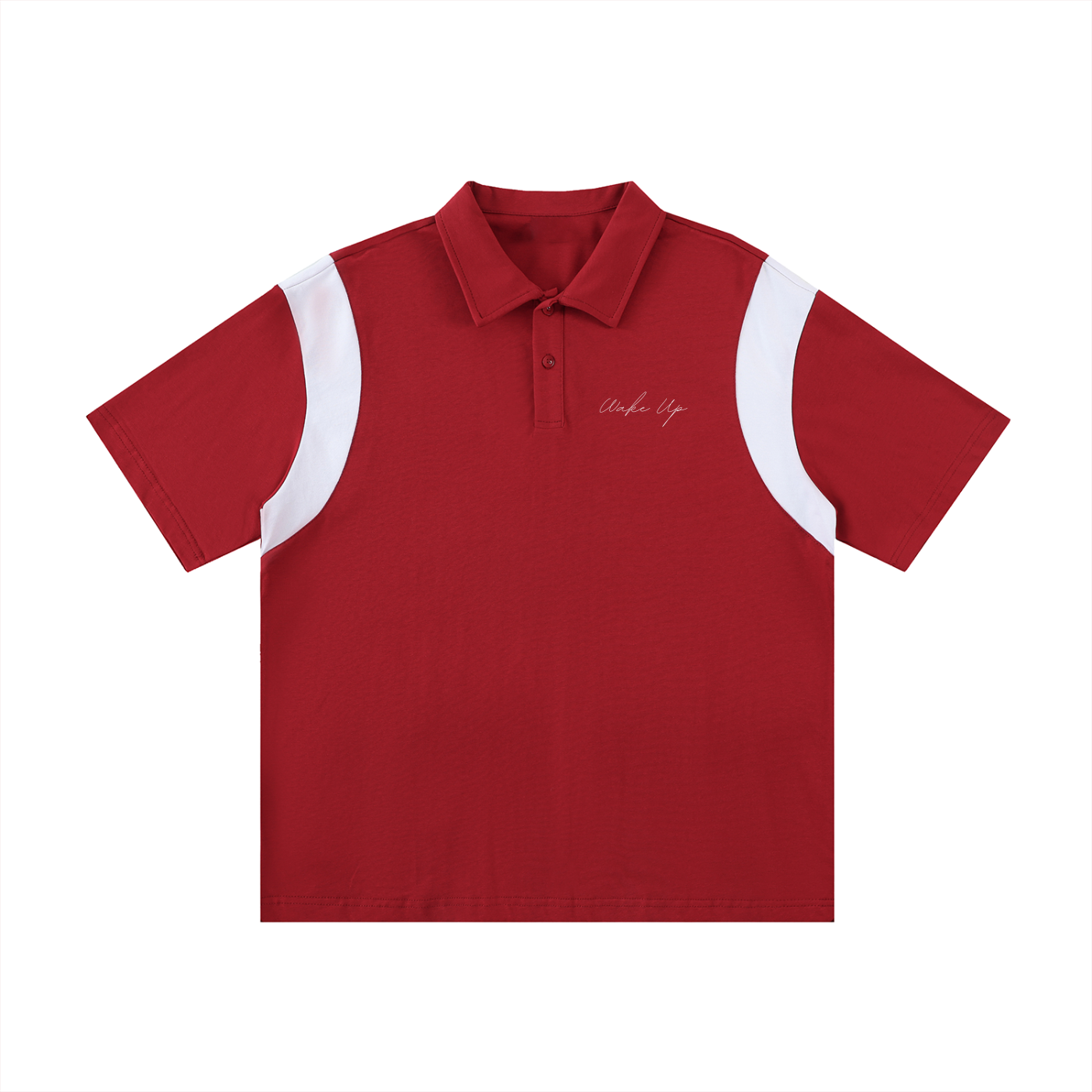 WAKE UP Contrast Panel Cotton Polo Shirt