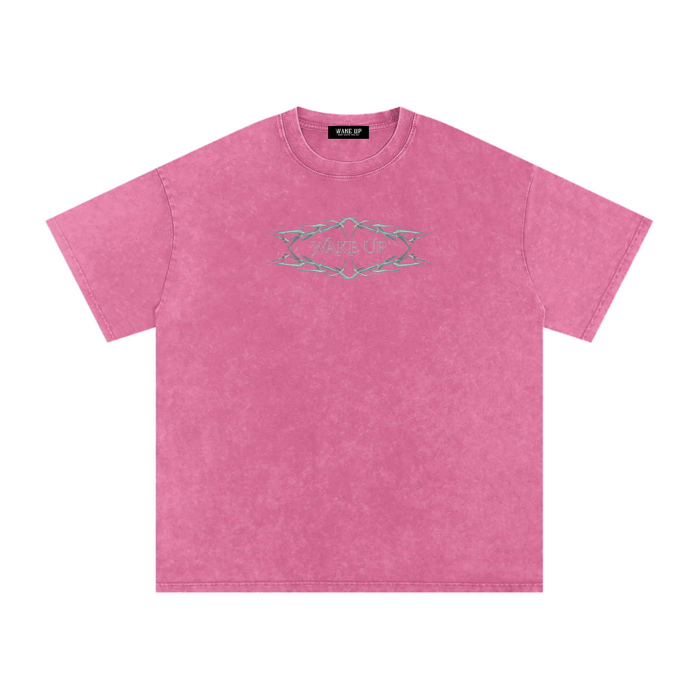 WAKE UP Snow Washed Oversized Cotton T-Shirt