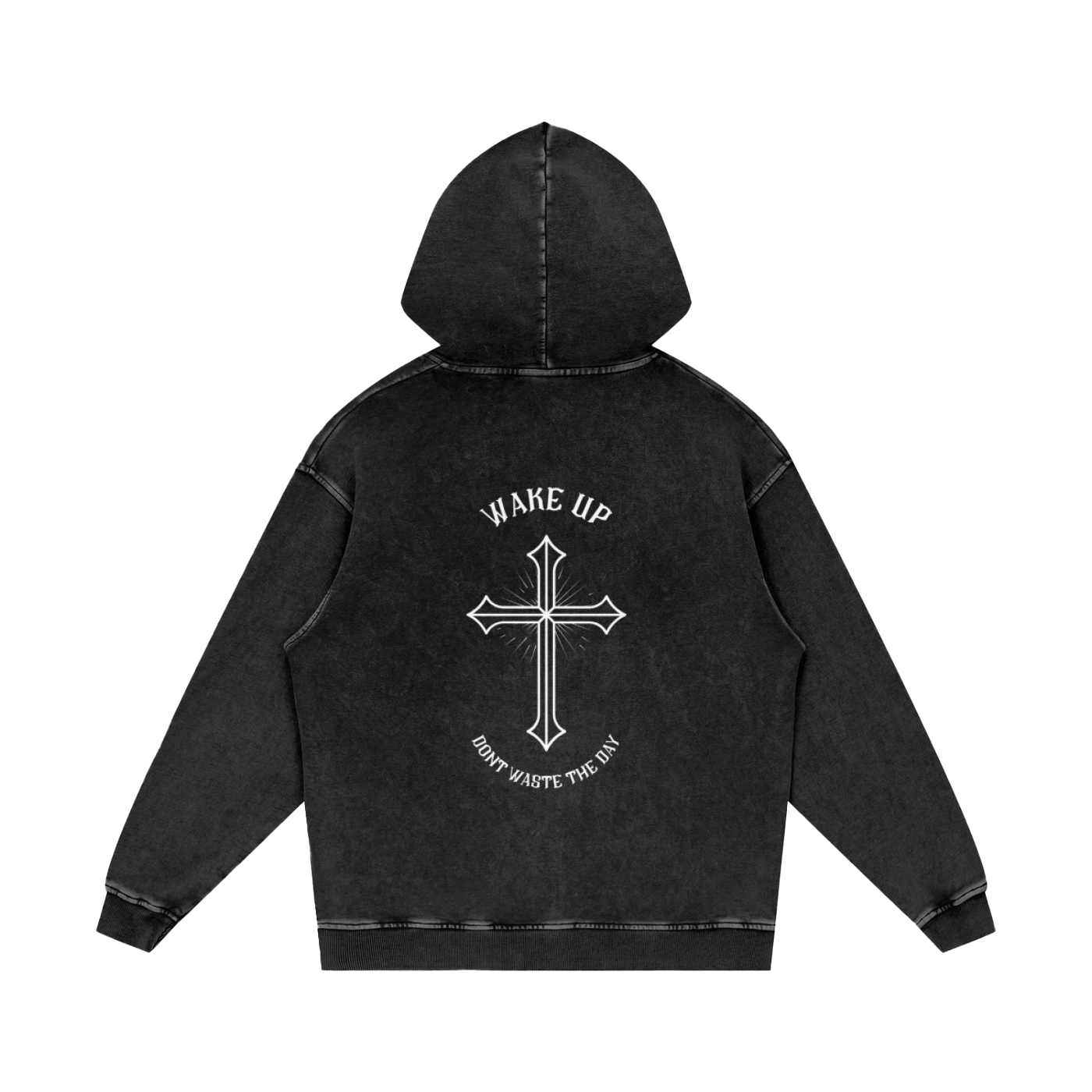 WAKE UP Oversized Snow Washed Hoodie