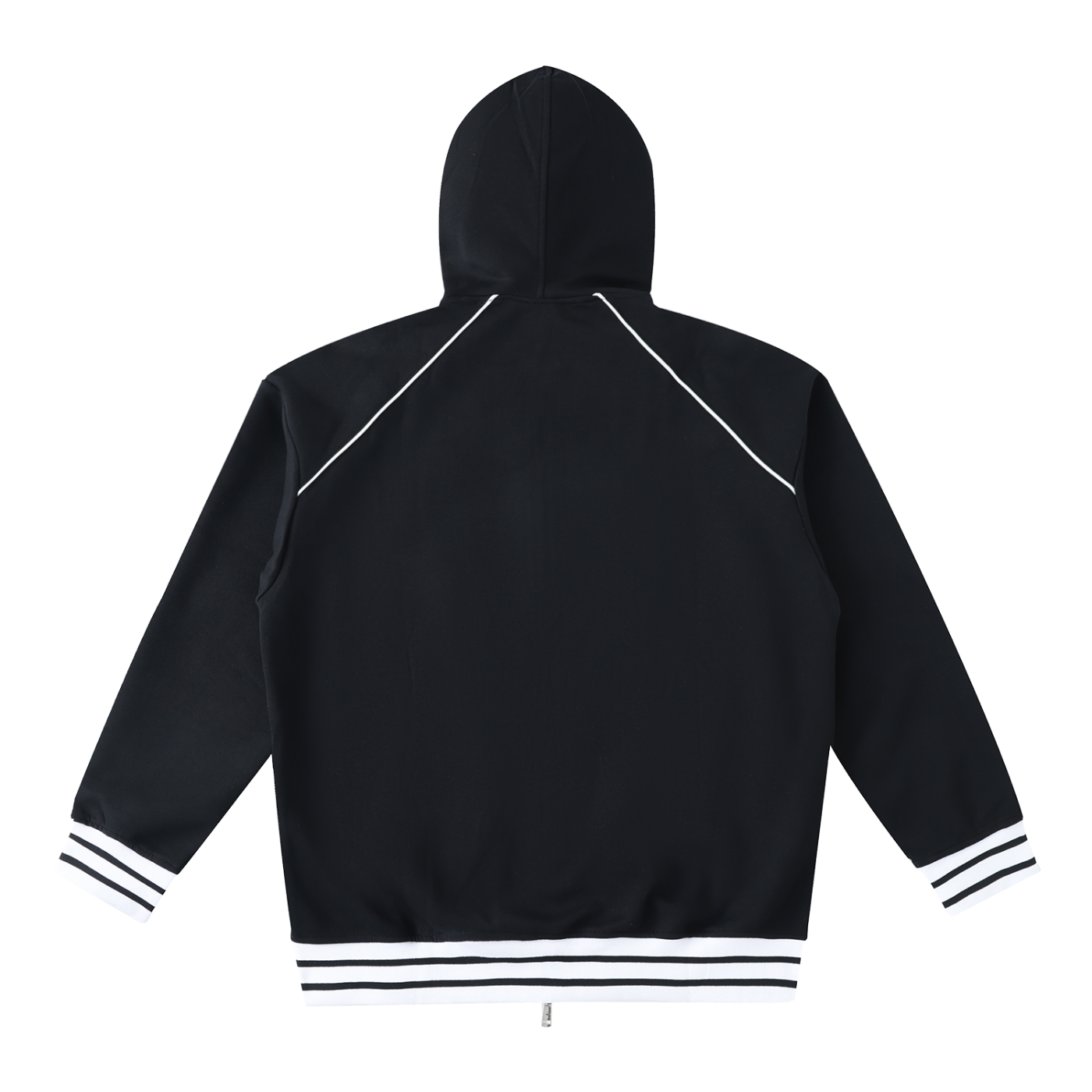 WAKE UP Striped Trim Zip-Up Hoodie