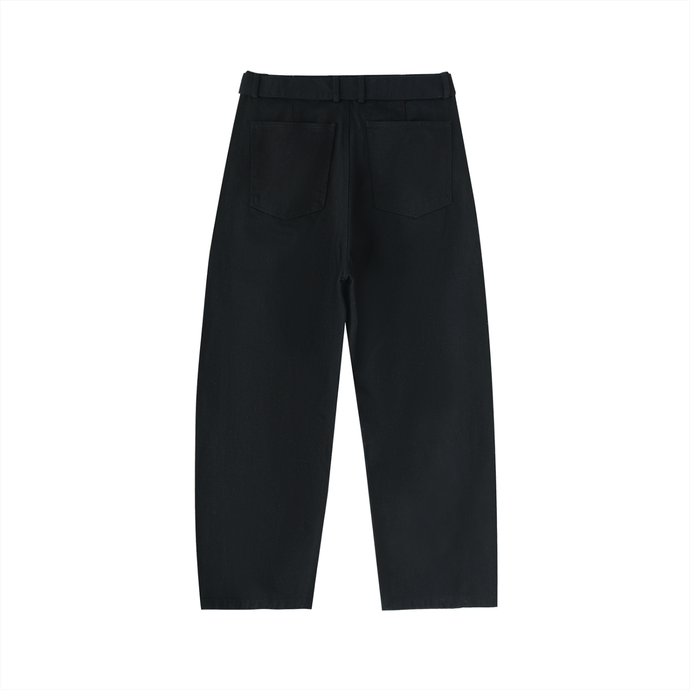 WAKE UP Twisted-Seam Belted Curved-Blade Pants