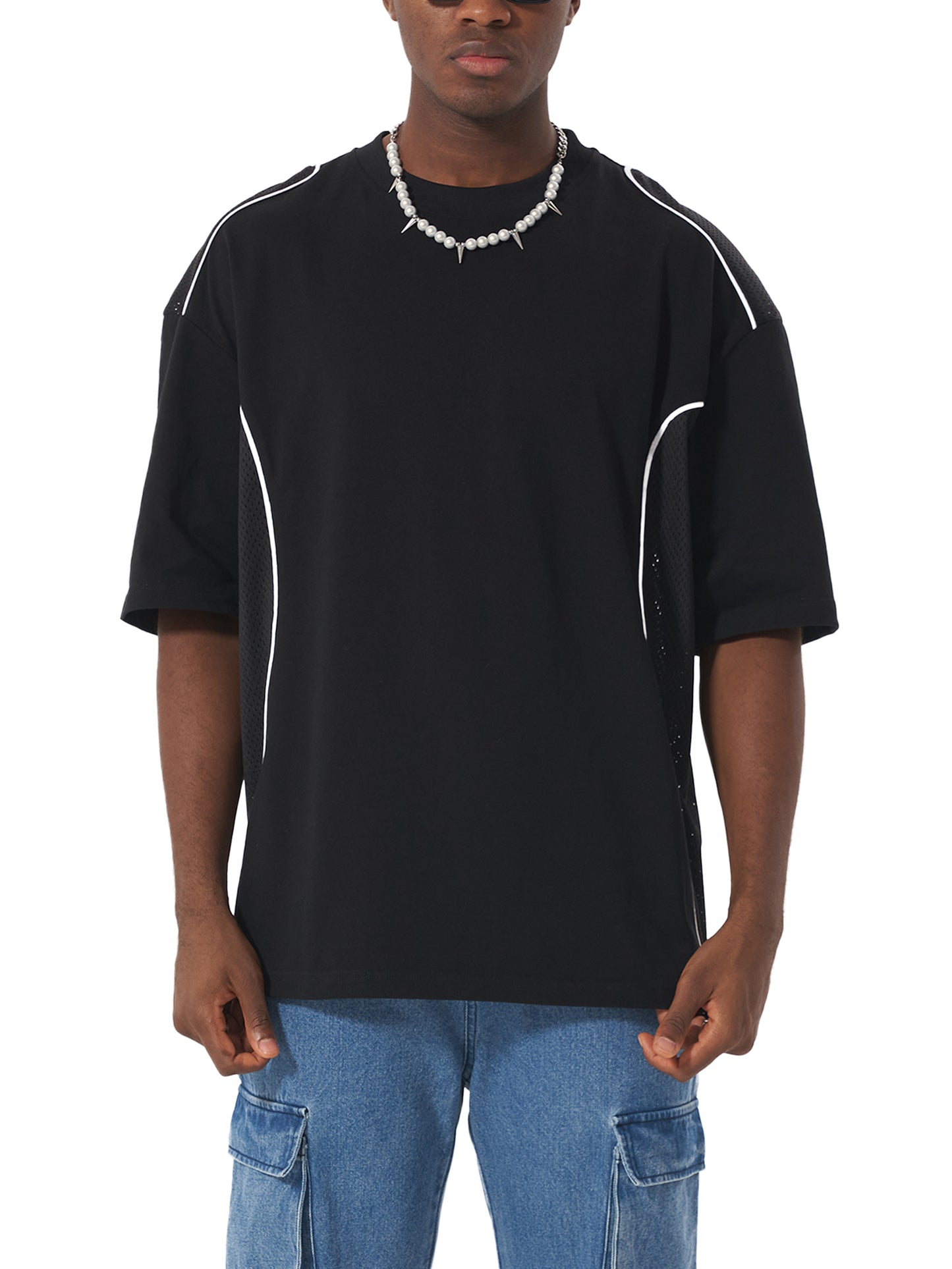 WAKE UP Contrast Piped Panel T-Shirt