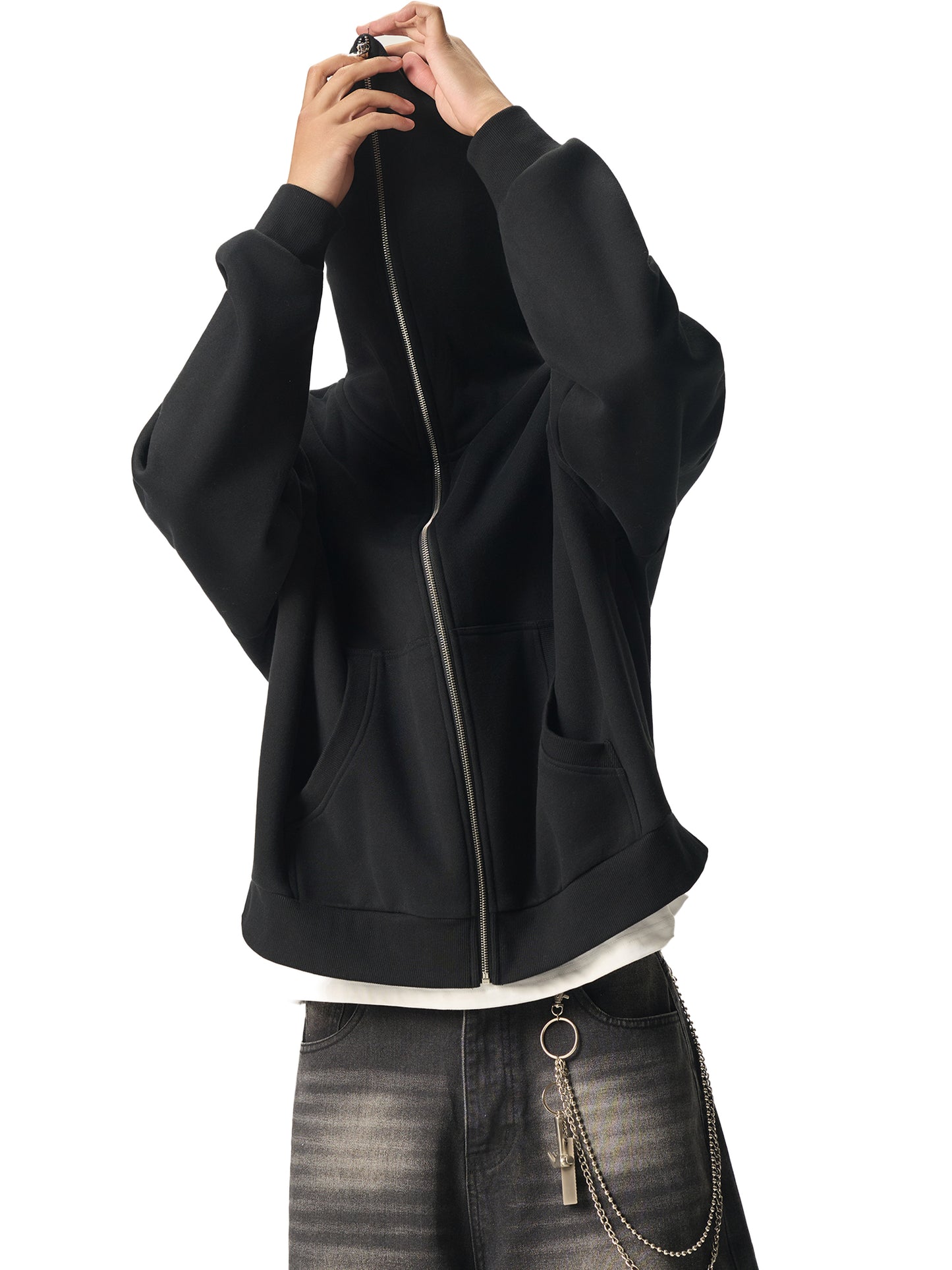 WAKE UP Fleeced Full-Zip Boxy Hoodie