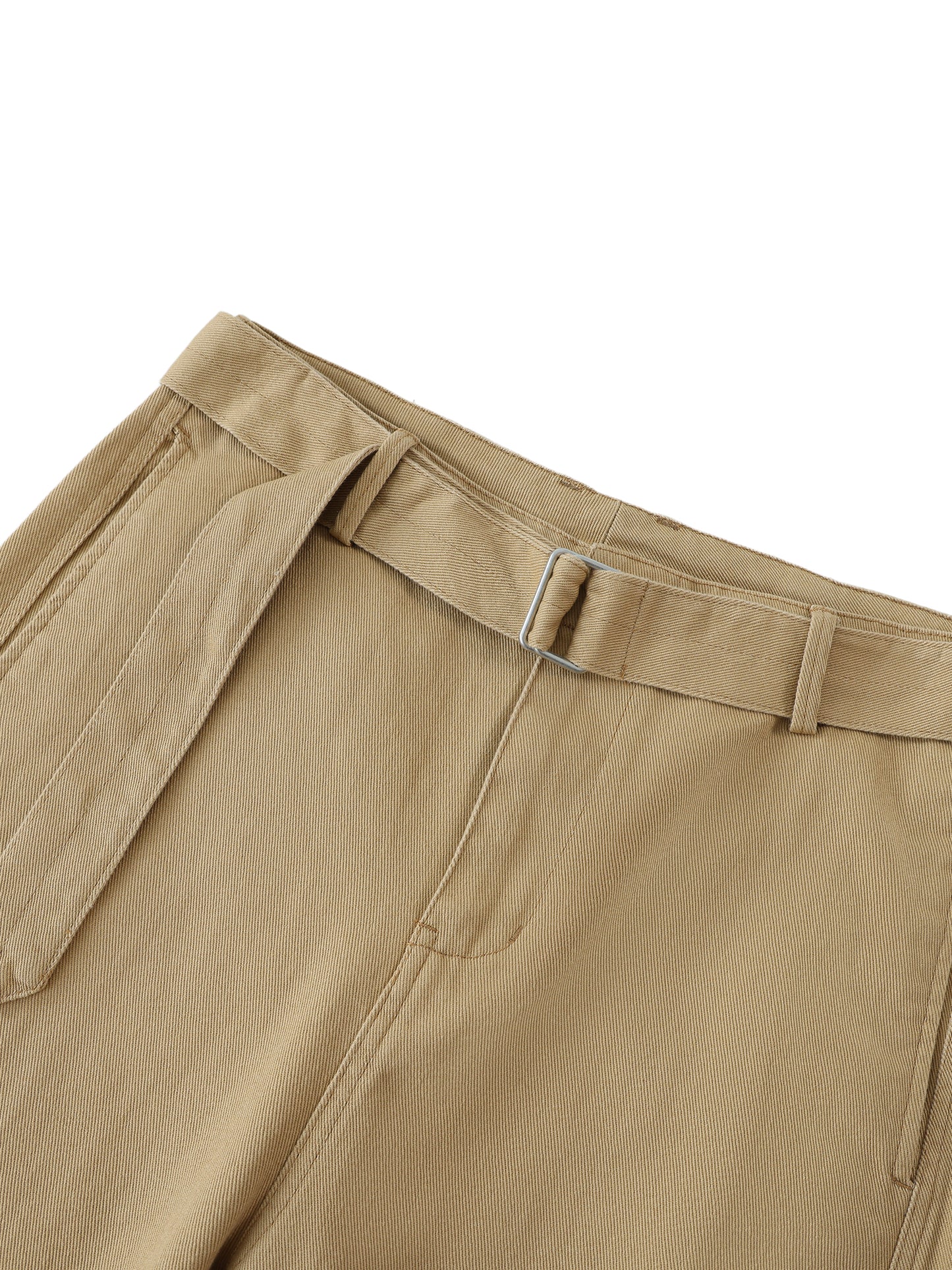 WAKE UP Twisted-Seam Belted Curved-Blade Pants
