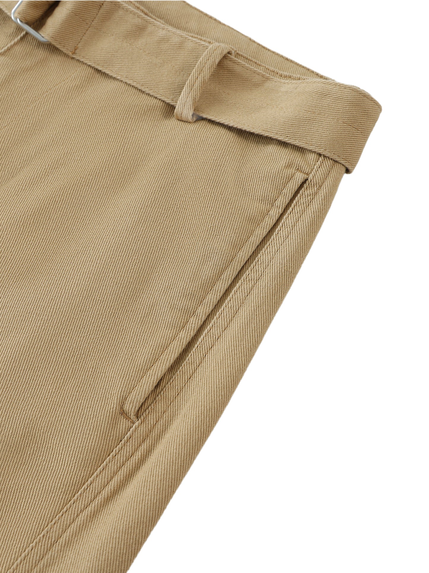 WAKE UP Twisted-Seam Belted Curved-Blade Pants