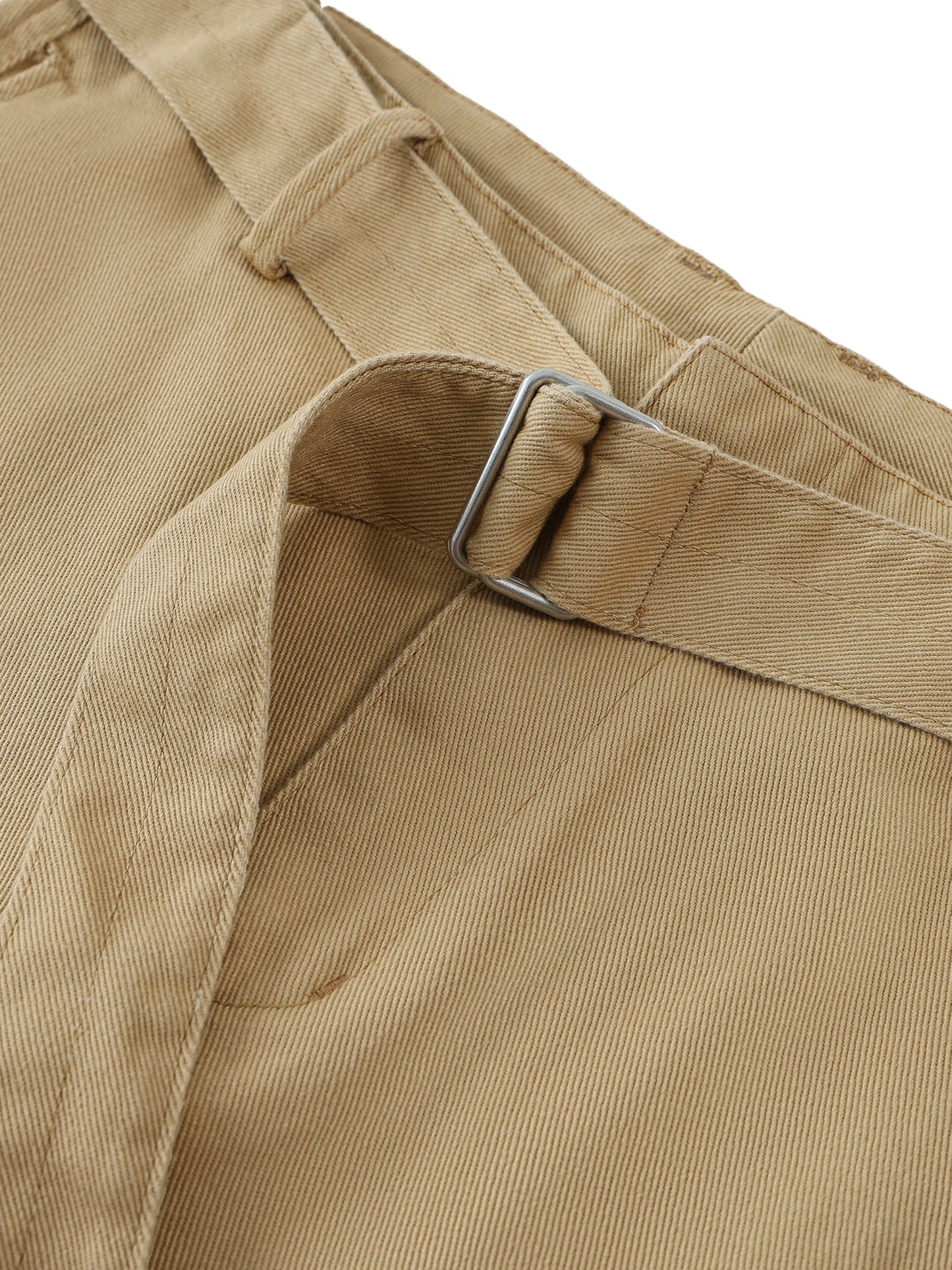 WAKE UP Twisted-Seam Belted Curved-Blade Pants