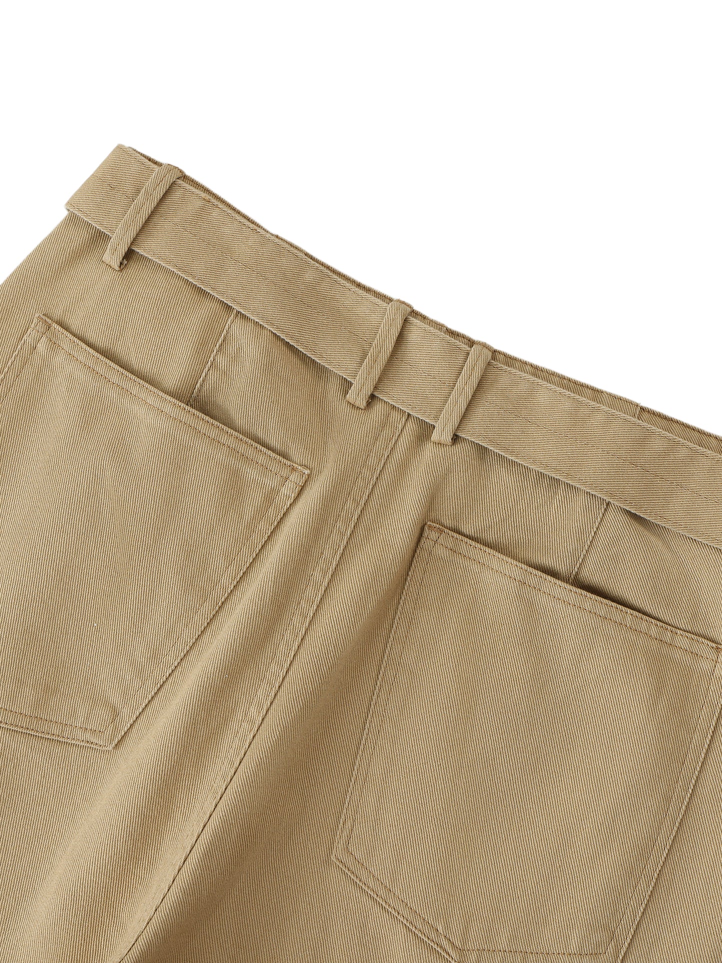 WAKE UP Twisted-Seam Belted Curved-Blade Pants