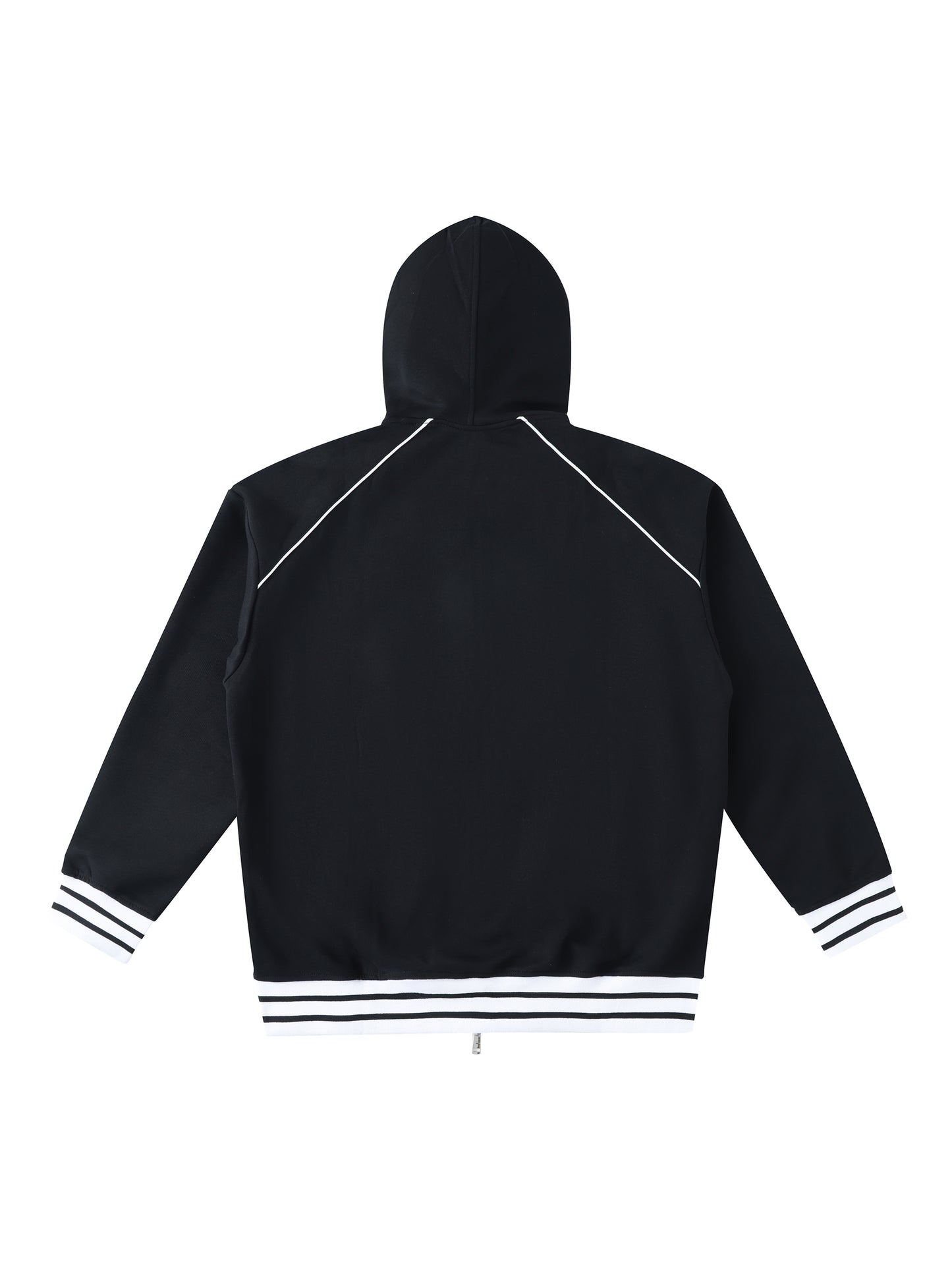 WAKE UP Striped Trim Zip-Up Hoodie