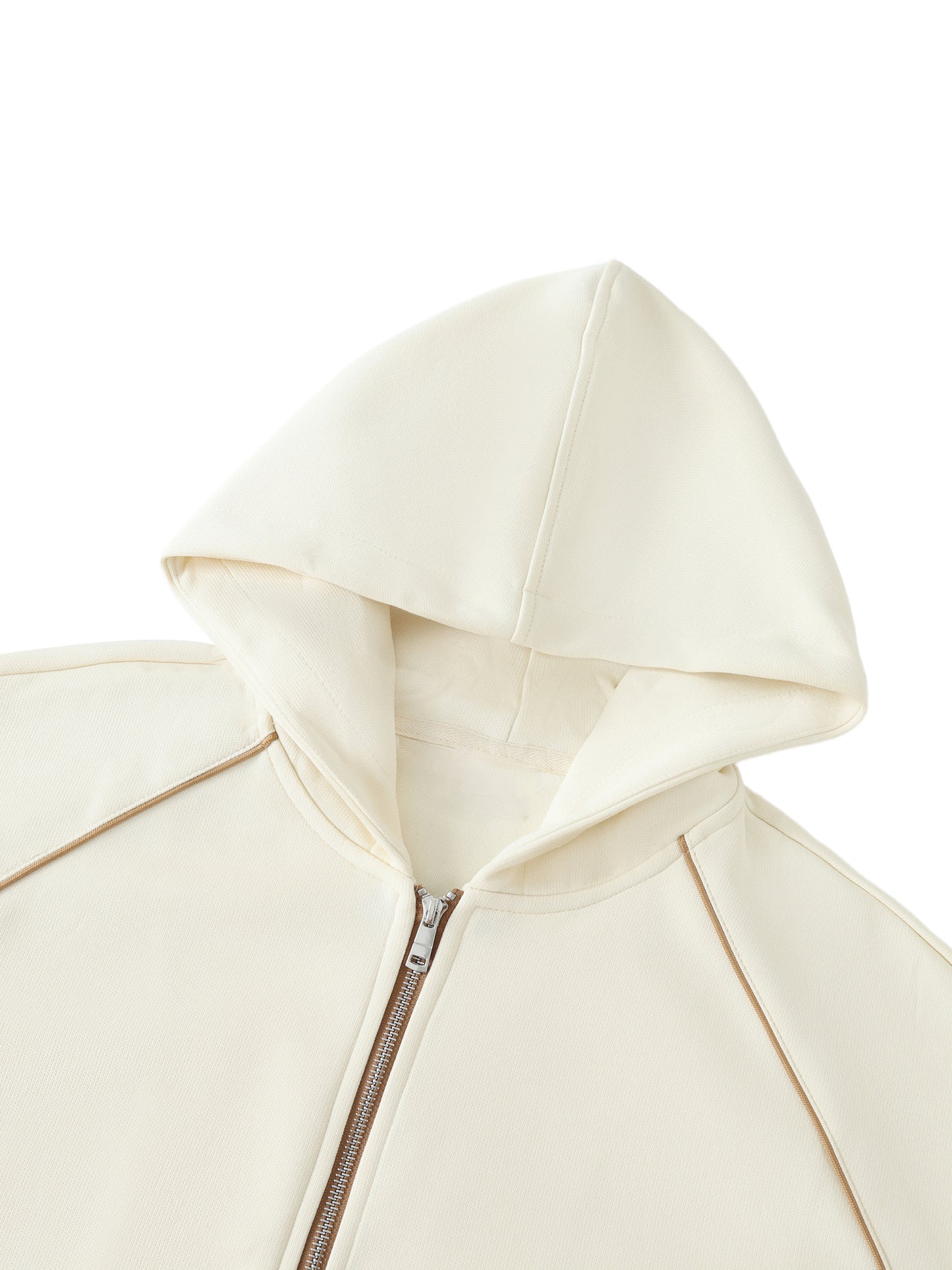 WAKE UP Striped Trim Zip-Up Hoodie
