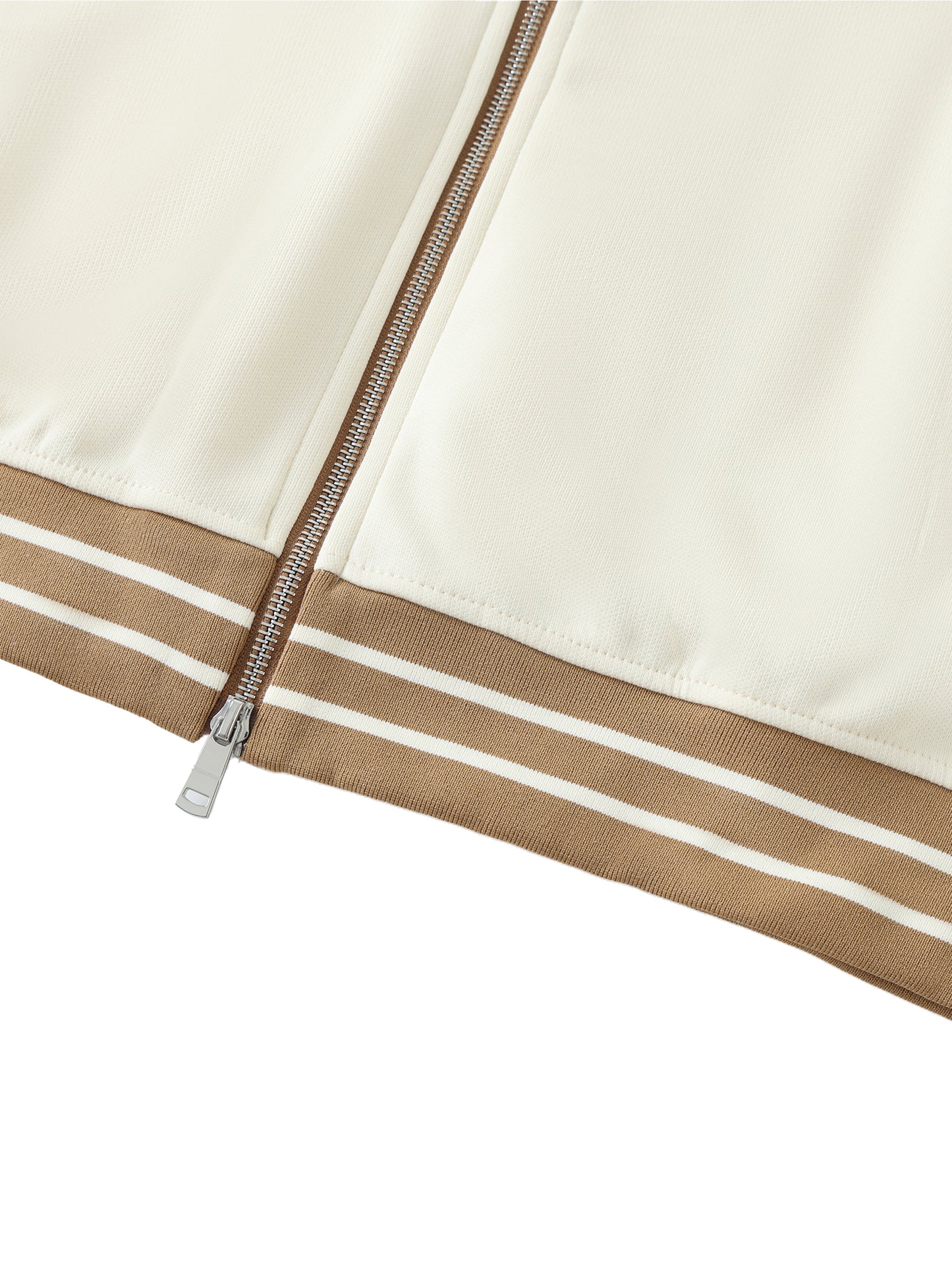 WAKE UP Striped Trim Zip-Up Hoodie
