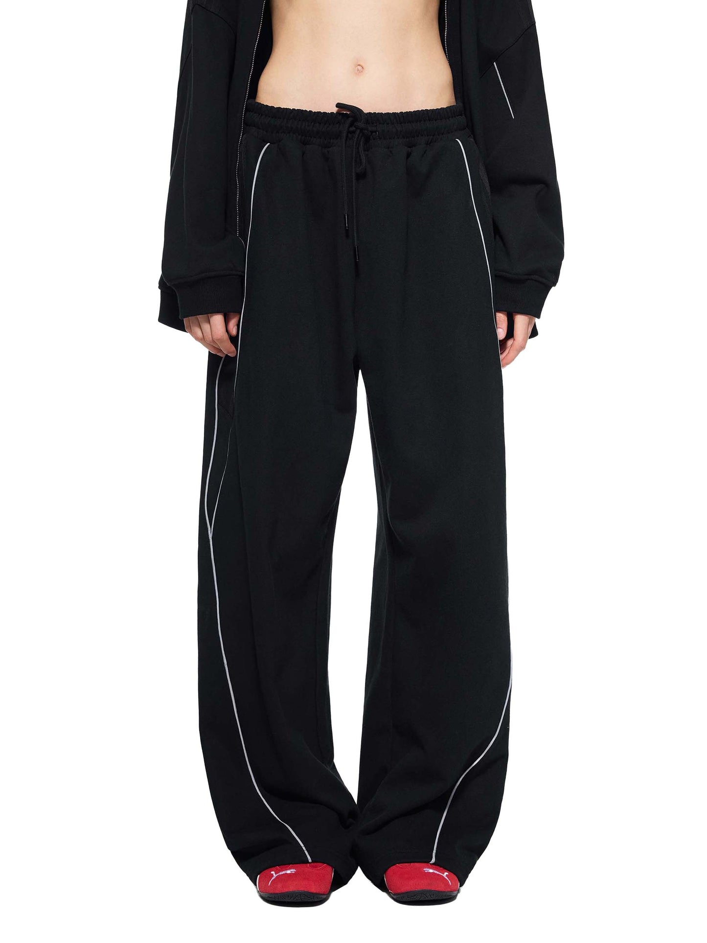 WAKE UP Reflection Striped Straight-Leg Sweatpants