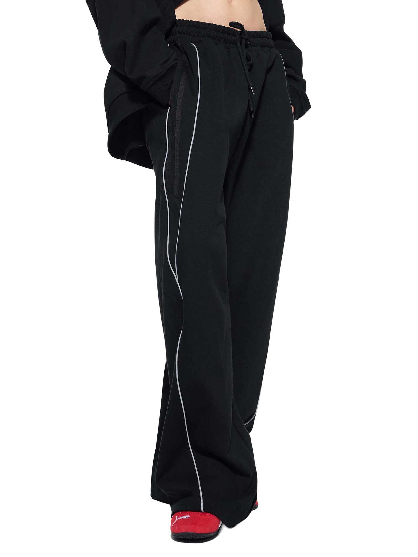 WAKE UP Reflection Striped Straight-Leg Sweatpants