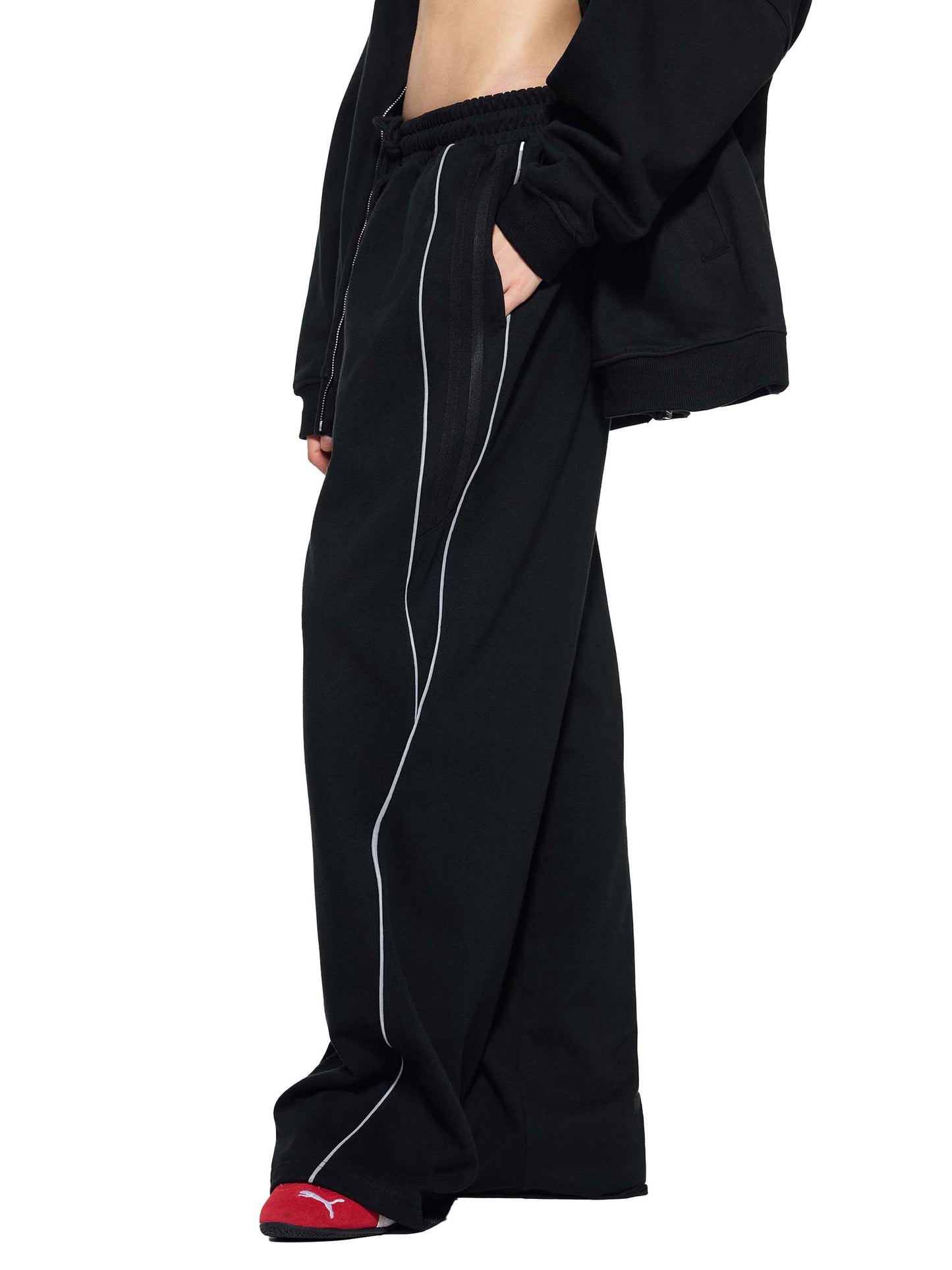 WAKE UP Reflection Striped Straight-Leg Sweatpants