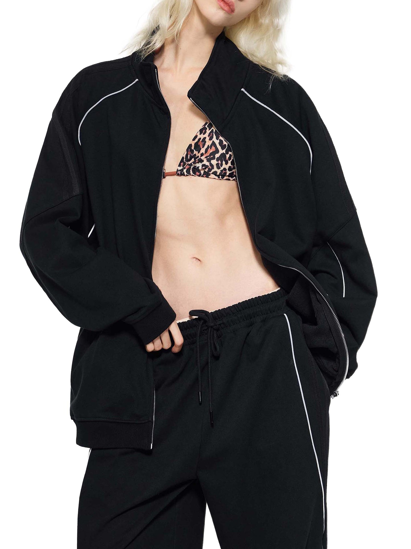 WAKE UP Reflection Striped Raglan Sleeve Jacket