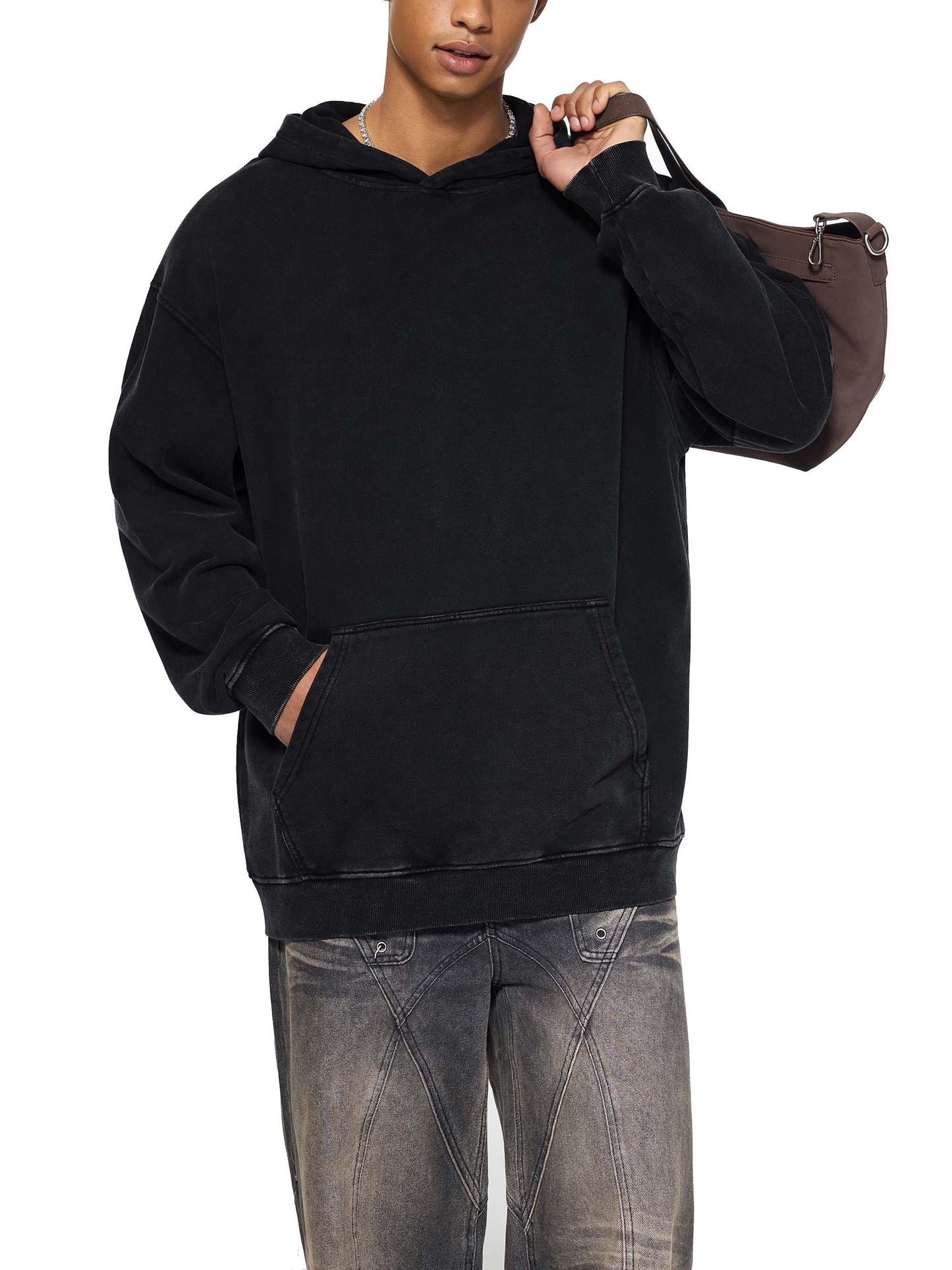 WAKE UP Oversized Snow Washed Hoodie