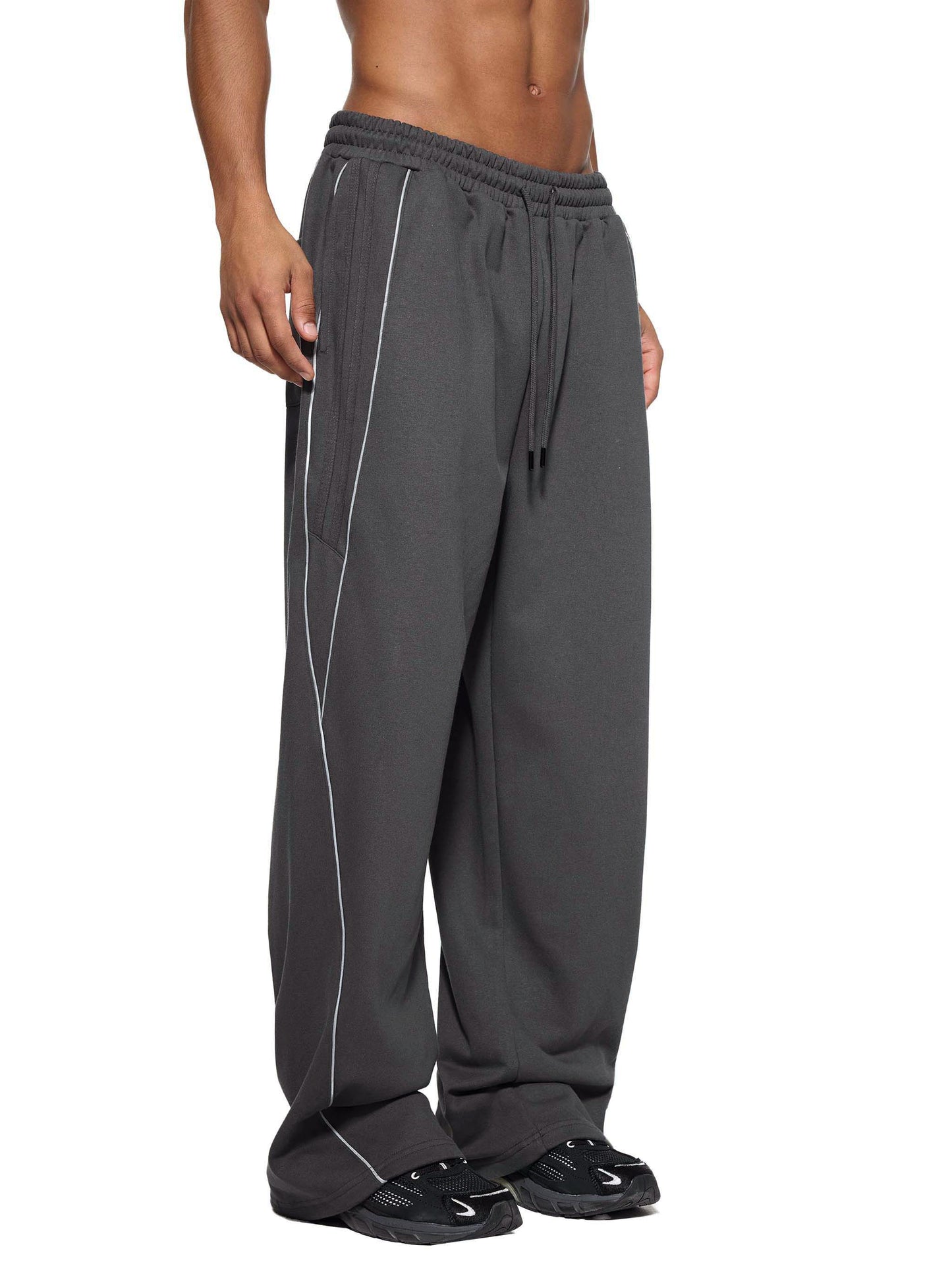WAKE UP Reflection Striped Straight-Leg Sweatpants