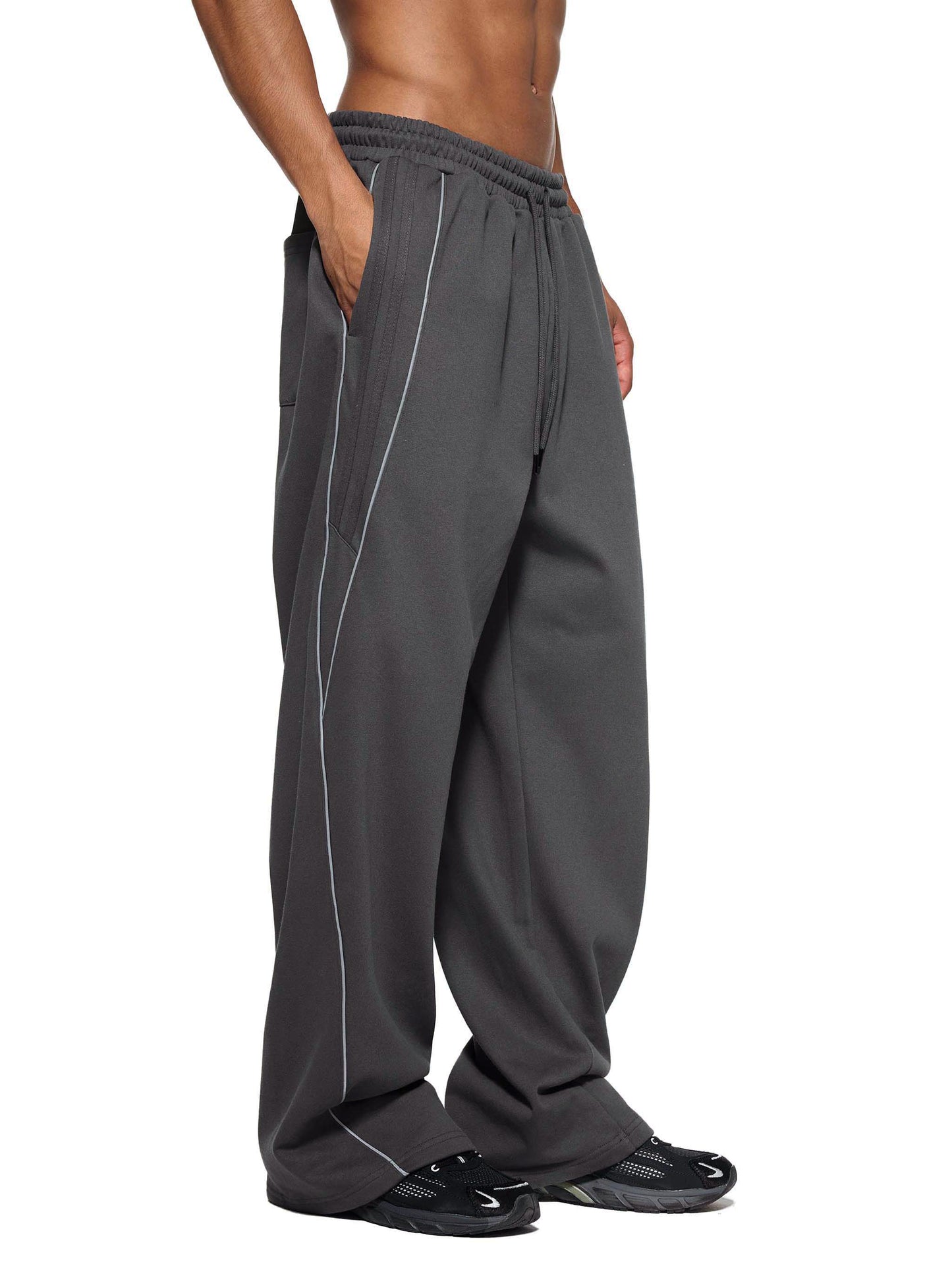 WAKE UP Reflection Striped Straight-Leg Sweatpants