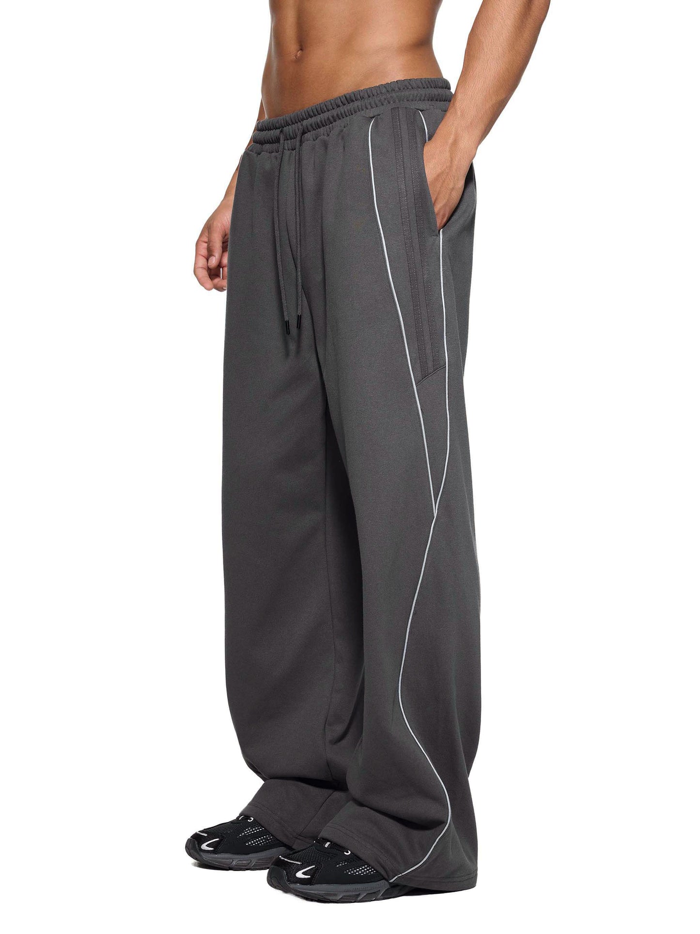 WAKE UP Reflection Striped Straight-Leg Sweatpants