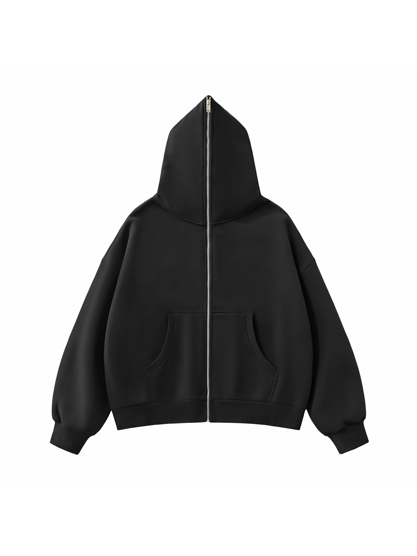 WAKE UP Fleeced Full-Zip Boxy Hoodie