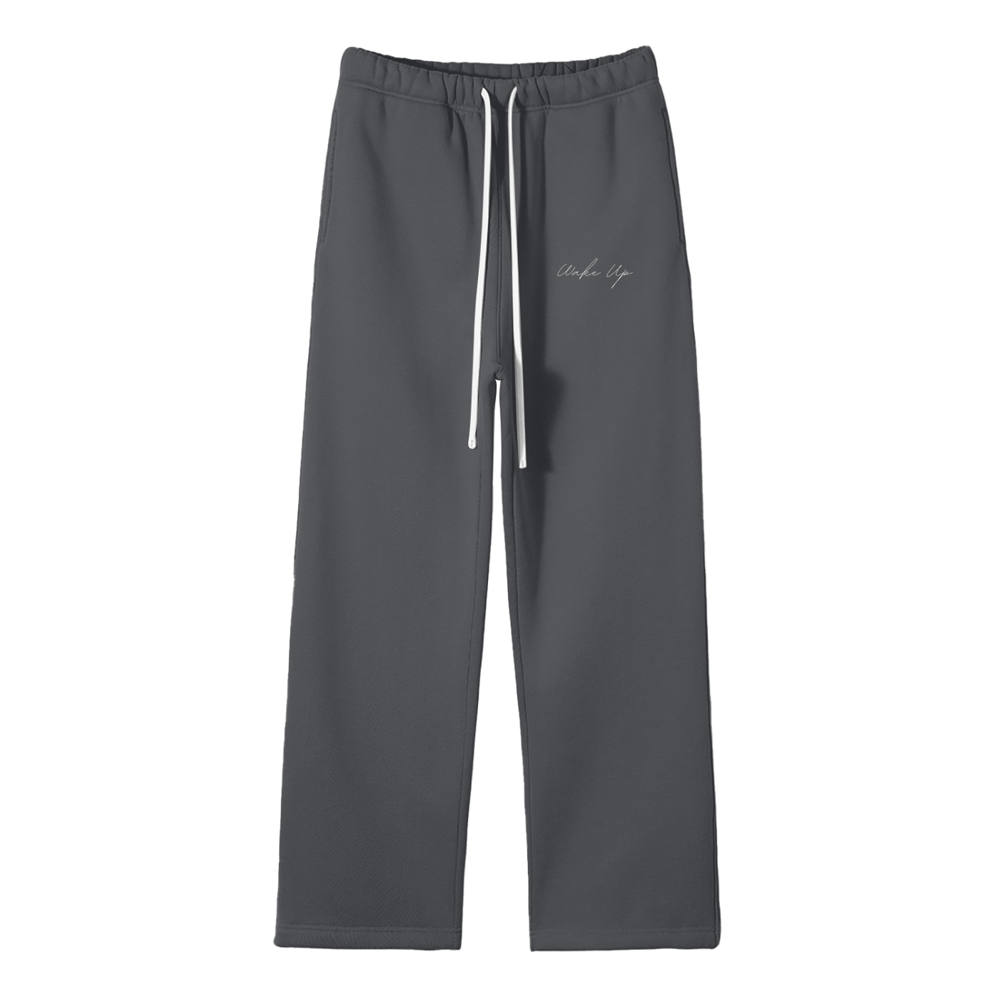WAKE UP Unisex Solid Color Fleece Straight Leg Pants