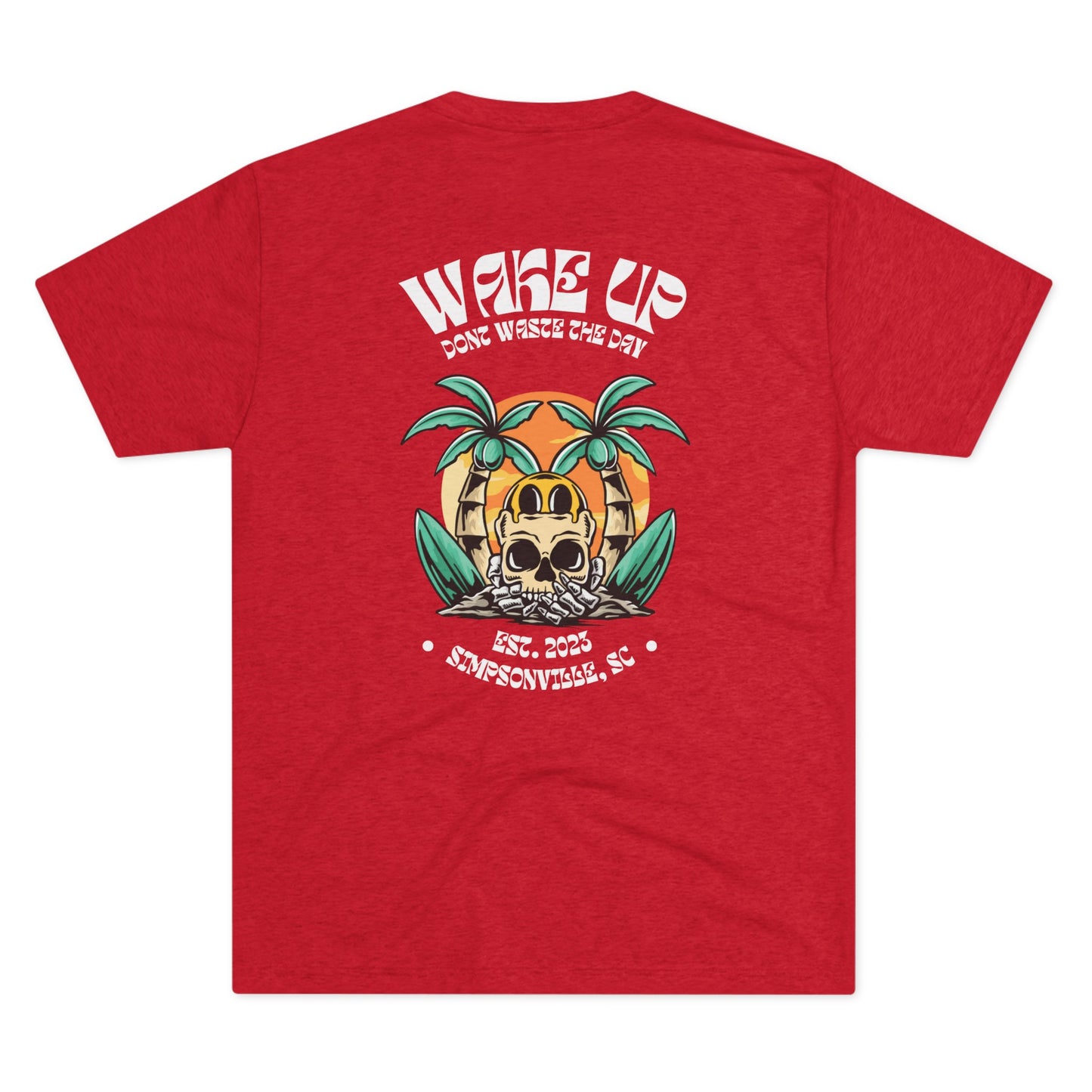 WAKE UP Summer Skull Beach Tri-Blend Tee