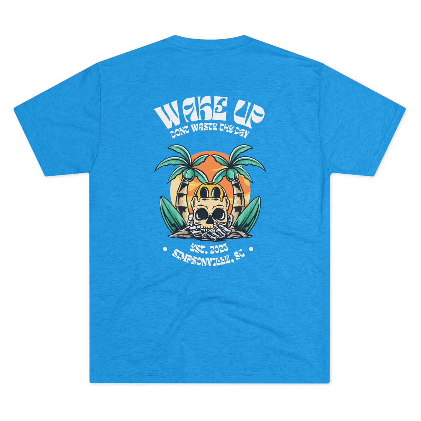 WAKE UP Summer Skull Beach Tri-Blend Tee