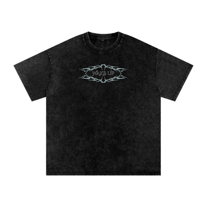 WAKE UP Snow Washed Oversized Cotton T-Shirt