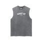 WAKE UP Snow Washed Frayed Tank Top