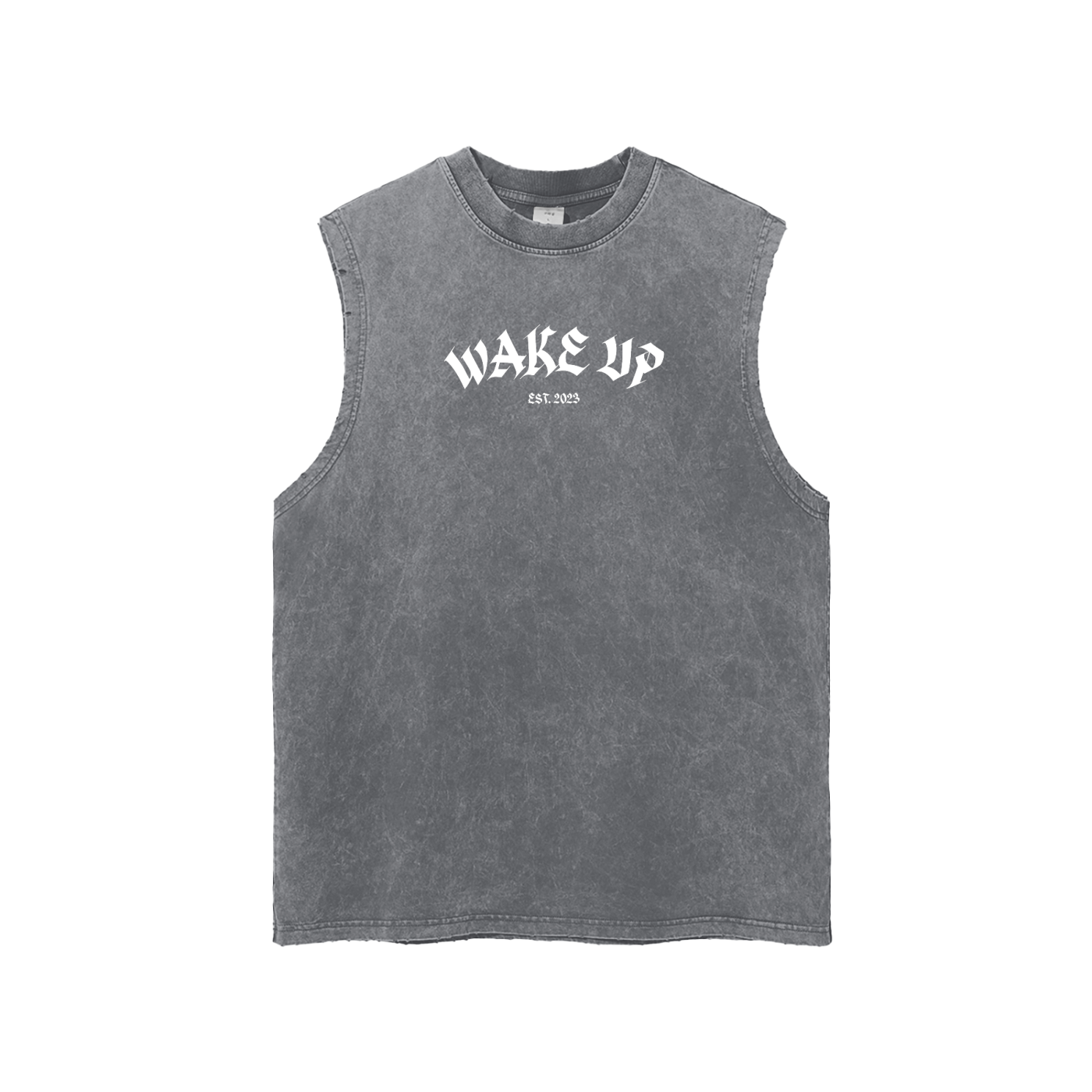 WAKE UP Snow Washed Frayed Tank Top