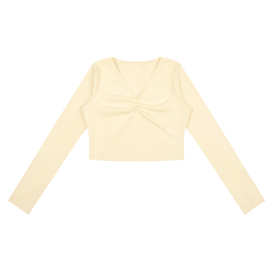 WAKE UP Women's Ruched Long Sleeve Crop T-Shirt