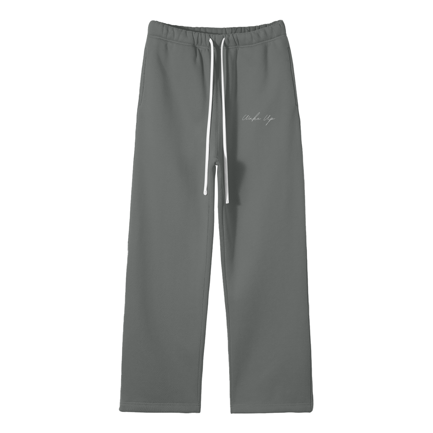 WAKE UP Unisex Solid Color Fleece Straight Leg Pants