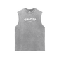 WAKE UP Snow Washed Frayed Tank Top