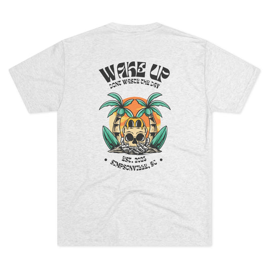 WAKE UP Summer Skull Beach Tri-Blend Tee