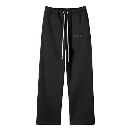 WAKE UP Unisex Solid Color Fleece Straight Leg Pants