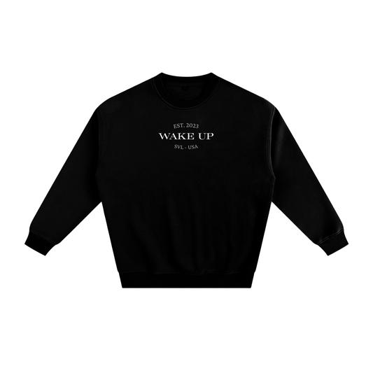WAKE UP Heavy Simple Fleece Sweatshirt