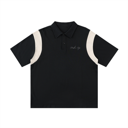 WAKE UP Contrast Panel Cotton Polo Shirt