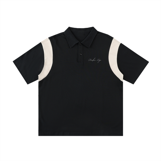 WAKE UP Contrast Panel Cotton Polo Shirt