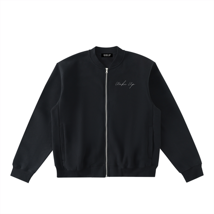 WAKE UP Essential Zip-Up Fleeced Varsity Jacket